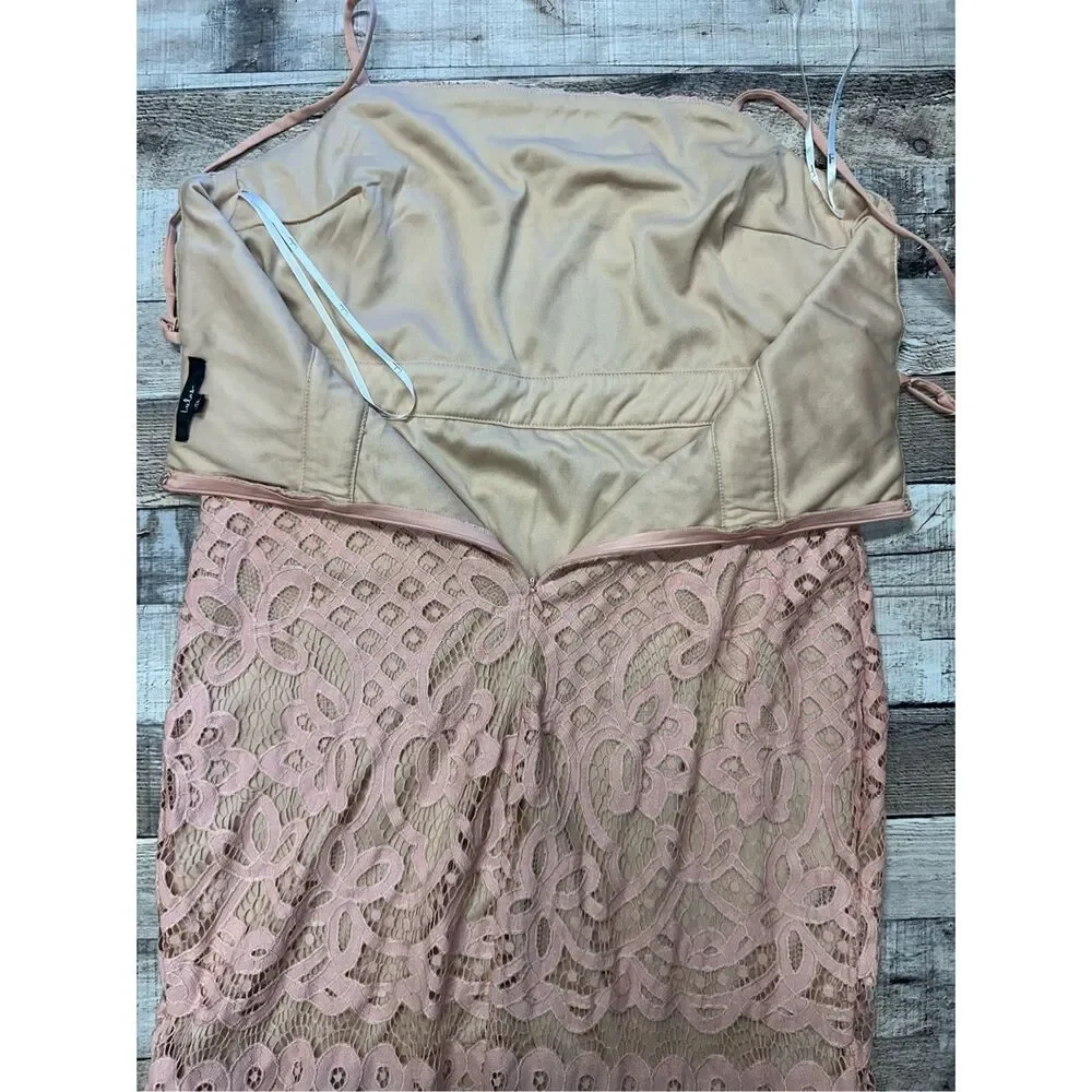 Lulu’s Unlimited Love Lace Trumpet Midi Dress Dusty Pink Wedding Europe Size XL - Picture 6 of 8
